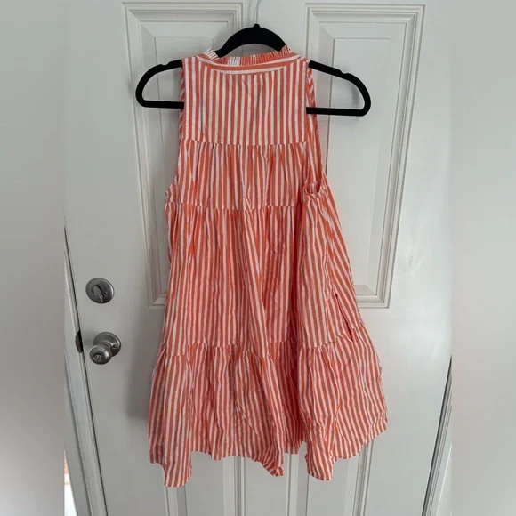 Olivia James The Label Ro Dress in Orange Tiered Stripe Mini Dress Size Small - Picture 6 of 7